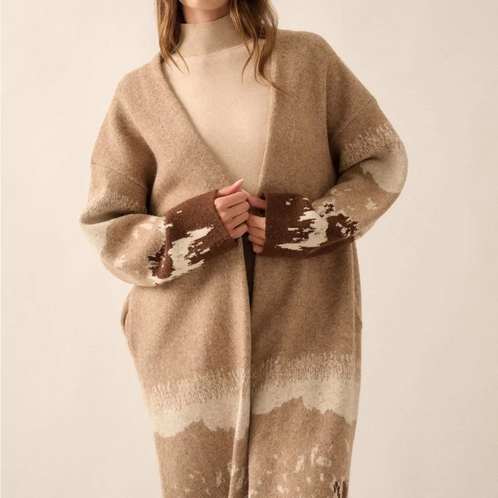 Northern Range Open-Front Graphic Duster Cardigan